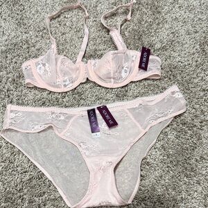 Adore Me Blush Lace Bra and Panty Set